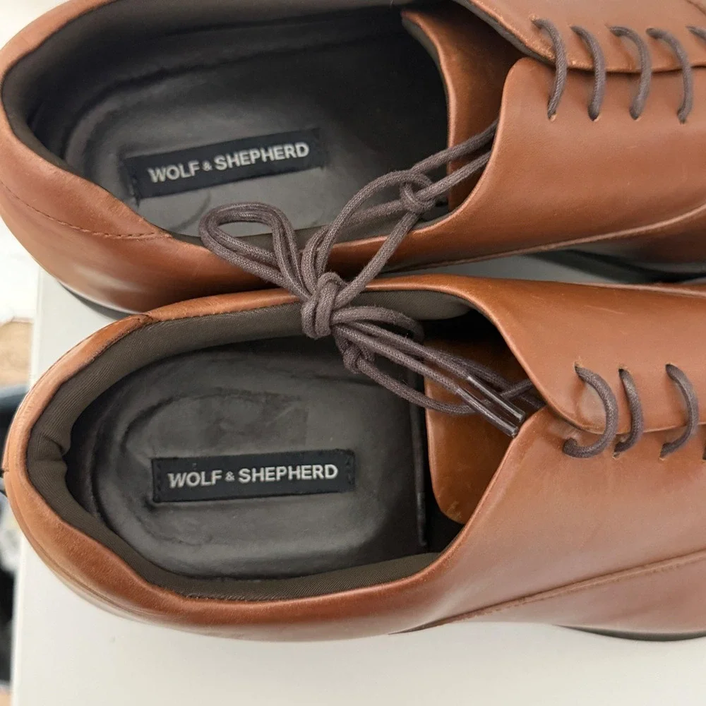 Wolf & Shepherd Crossover Cap Toe Men's 11.5 Brown Leather Oxford Shoes